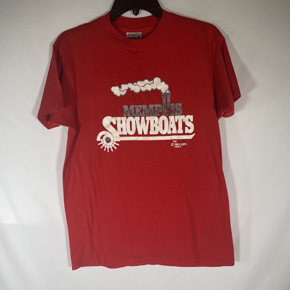 Vtg 80s Memphis Showboats USFL 83 Logo 7 Hanes T-Shirt Red M